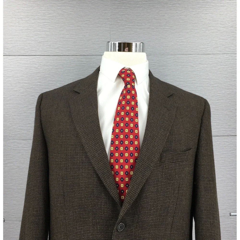 Pronto-Uomo‎ Men's Blazer Sport Coat 2-button 100% Lambswool Brown Size: 42R